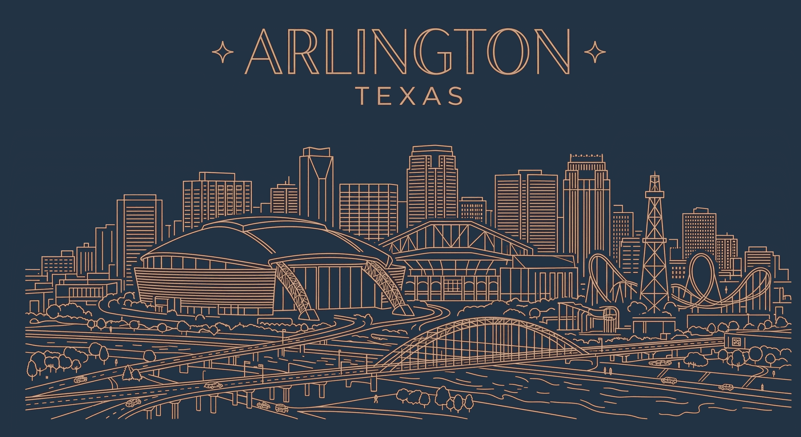 Arlington Texas skyline - professional parking lot striping and line painting services