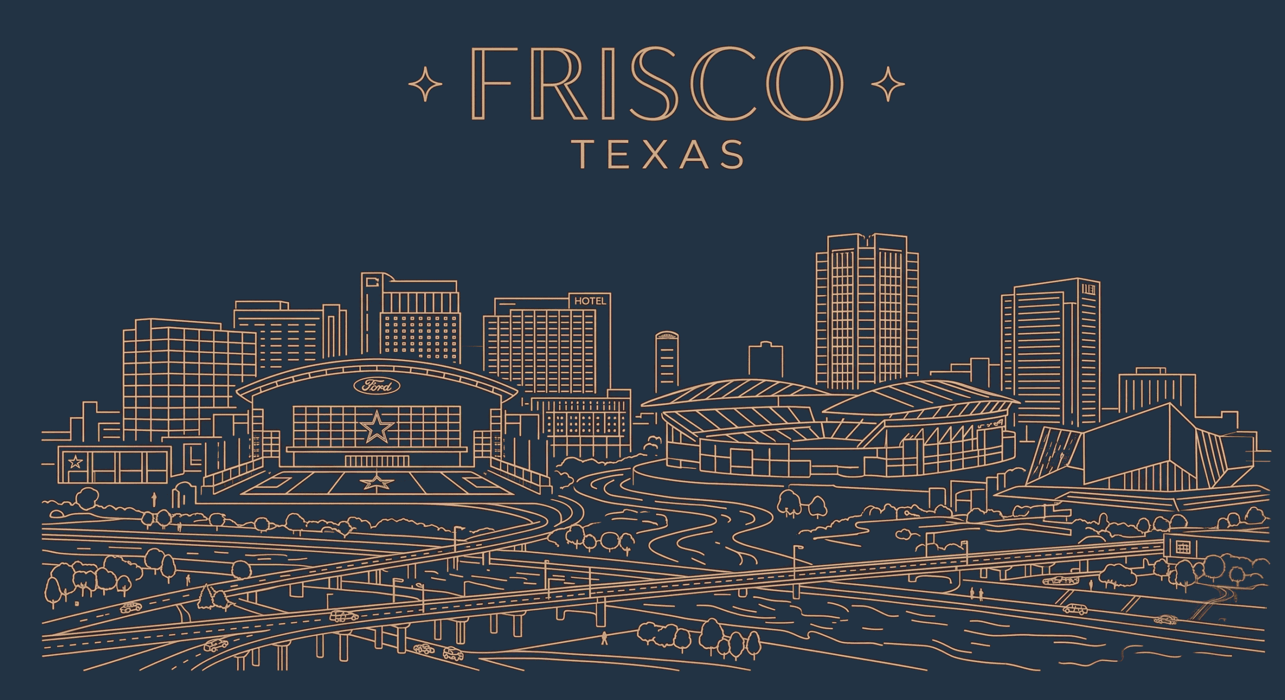 Frisco Texas skyline - professional parking lot striping and line painting services