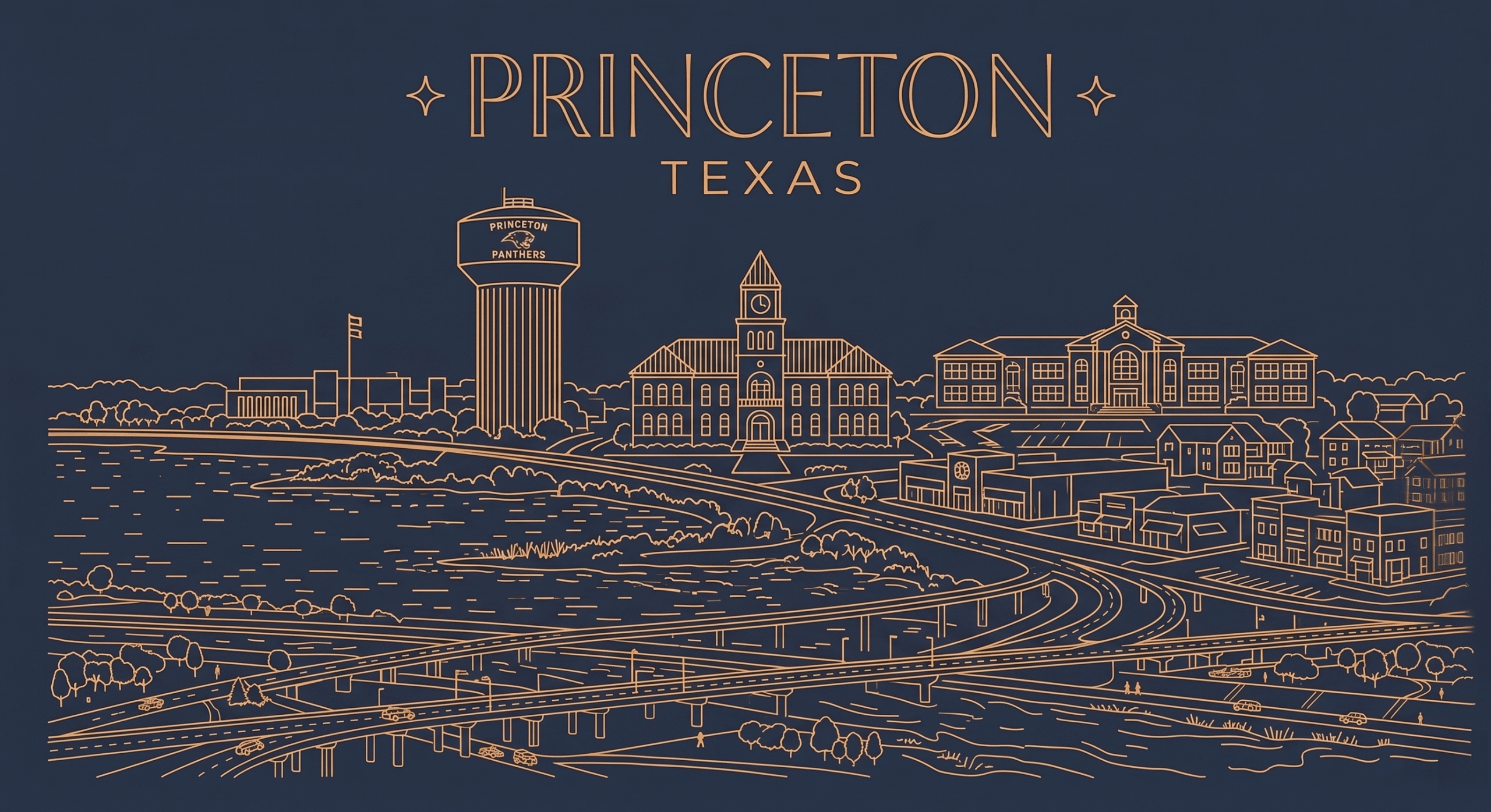 Princeton Texas skyline - professional parking lot striping and maintenance services